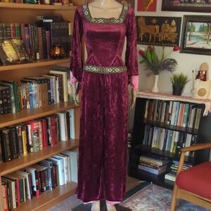 Renfaire/Medieval Velour Costume with Embellished Trim